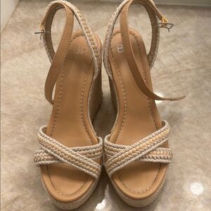 Braided Tan Wedge Sandals